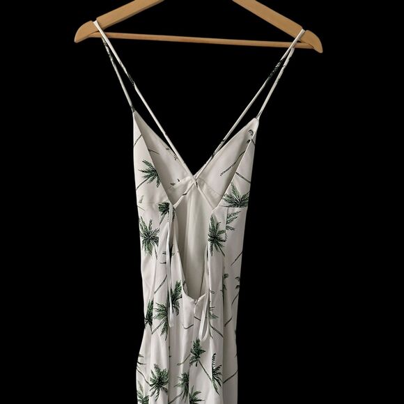 Milly White Spagetti Strap Cross Back Viscose Midi Dress with Palm Trees Size 2 - Picture 4 of 8